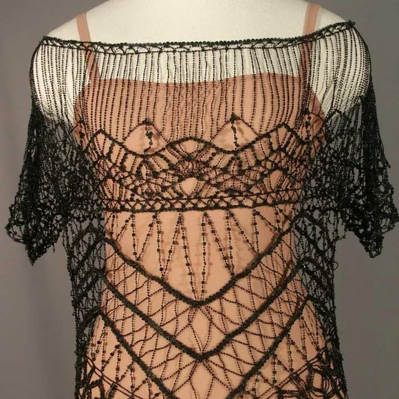 GUY LAROCHE HAUTE COUTURE BEADED DRESS 38/2-4 $9K LUXE BLACK EVENING GOWN & SLIP - Picture 4 of 10